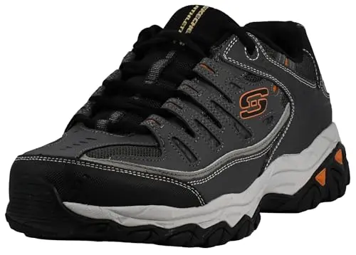 Skechers Afterburn M. Fit leather sneakers in charcoal gray