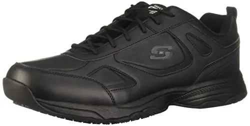 Skechers men's black work sneakers for food service with relaxed fit