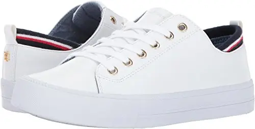 Tommy Hilfiger Two white PU leather sneakers with sporty striping