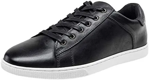 Jousen men's casual leather dress sneakers in black