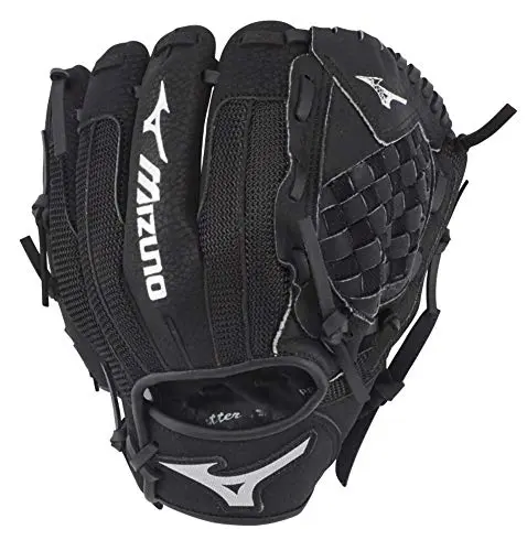 Mizuno Prospect Series youth baseball glove in black and red