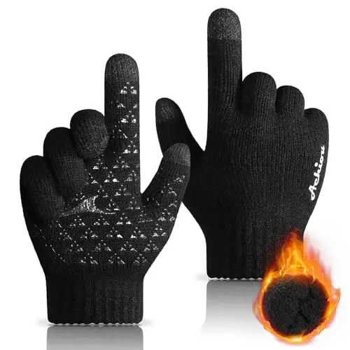 Achiou winter gloves with anti-slip silicone palm and touchscreen fingers