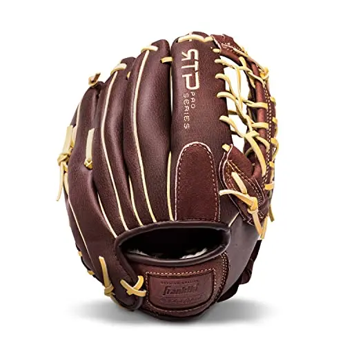 Franklin Sports RTP Pro baseball glove in brown with trapeze web design