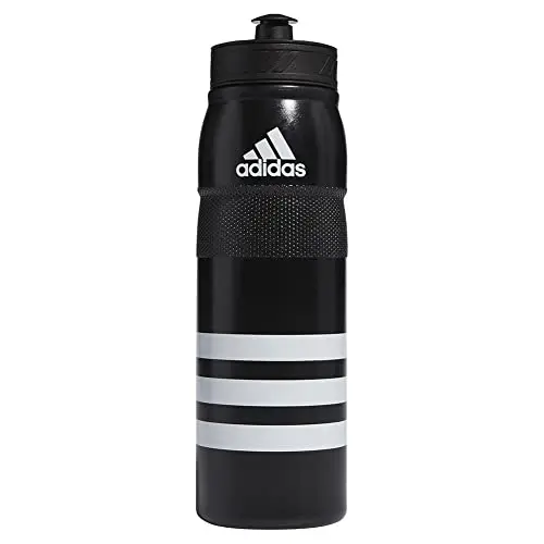 Adidas black and white sport water bottle with locking spout