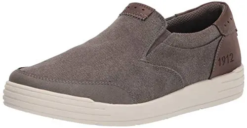 Nunn Bush men's slip-on sneakers in cement color with moc toe
