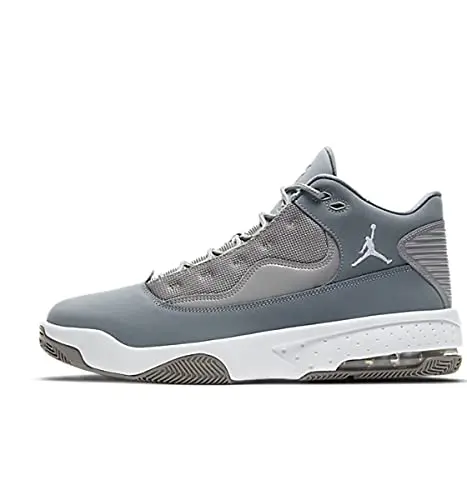Jordan Max Aura 2 basketball shoes in medium grey, white, and cool grey colors