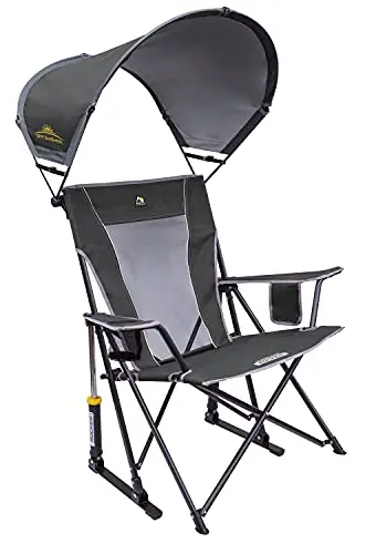 GCI Outdoor Sunshade Rocker with adjustable canopy in grey