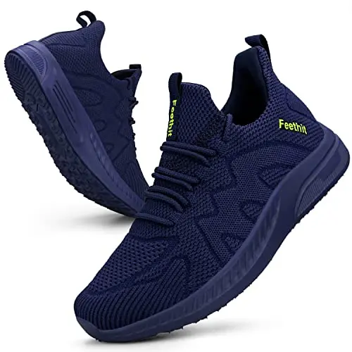Feethit women's slip-on sneakers in navy blue with breathable mesh