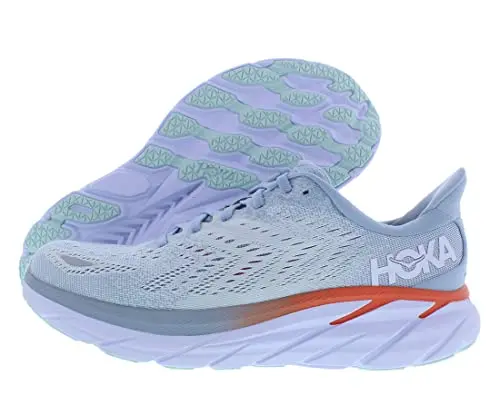HOKA Clifton 8 running shoes in Blue Fog/Plein Air color