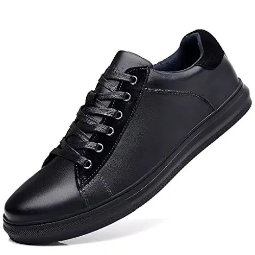 Arkbird men's leather casual sneakers in black