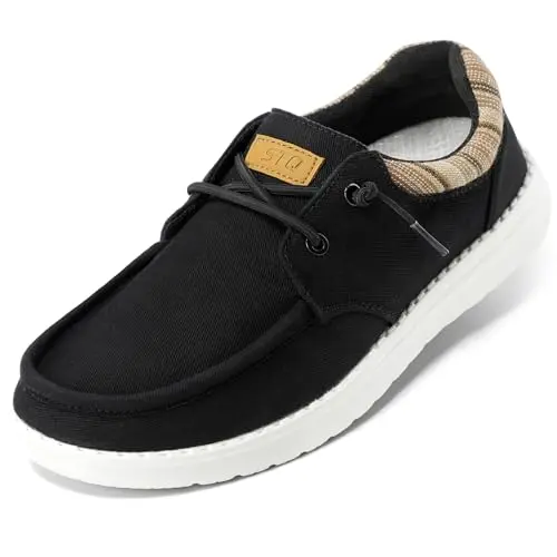 STQ women's slip-on sneakers in black with arch support design