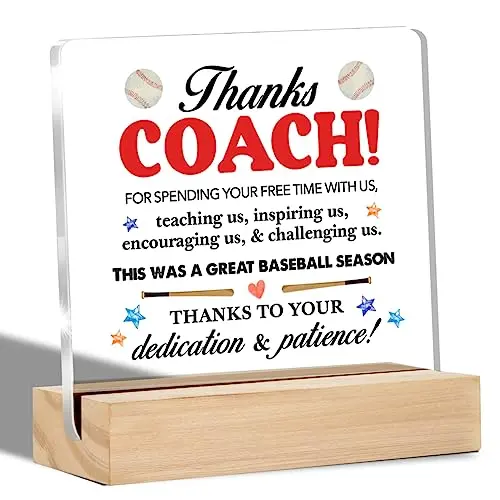 YXSEZ acrylic desk sign with coach appreciation message and stand