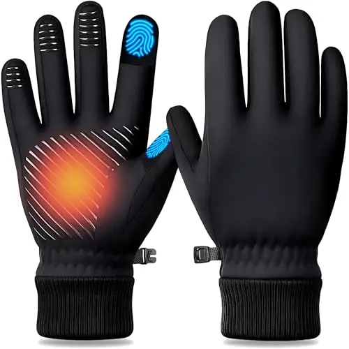 FEWTUR waterproof winter gloves with fleece lining and grip stripes