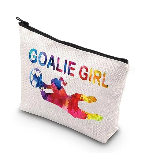 Soccer goalie themed makeup bag with Goalie Girl quote