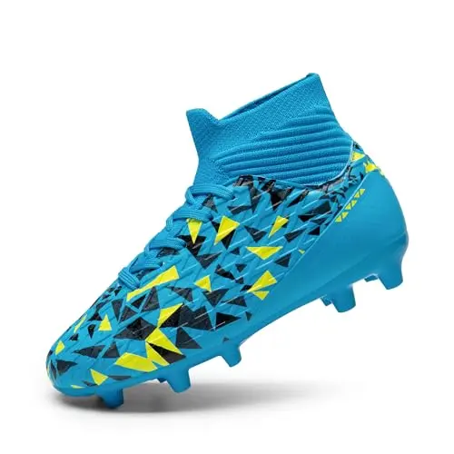DREAM PAIRS blue high-top soccer shoes for youth