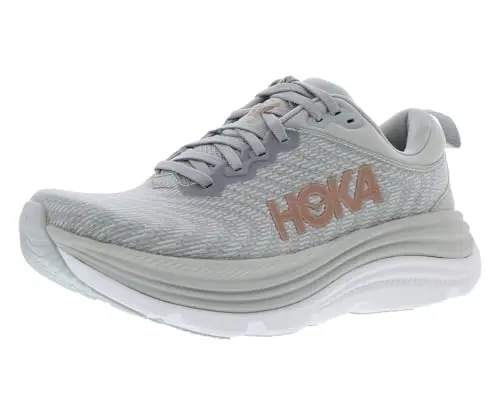 HOKA Gaviota 5 running shoes in Harbor Mist/Rose Gold color