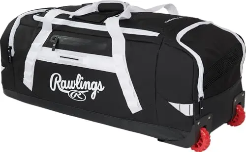 Rawlings YADI 2.0 Wheeled Catcher's Bag with dedicated glove storage