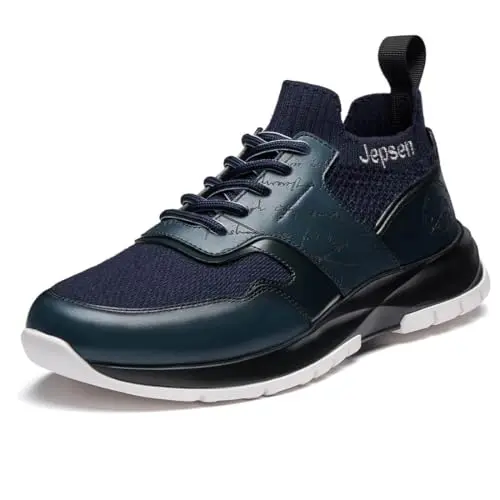 Jepsen Gord men's leather and wool knit sneakers in blue