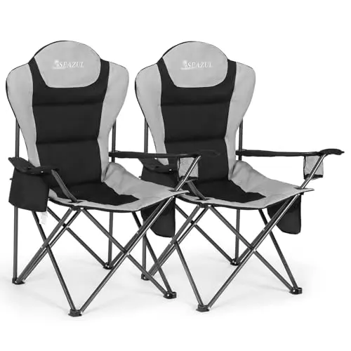 Seazul camping chairs two-pack with tilted backrest and cooler bag