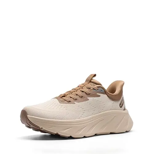 ALLSWIFIT women's slip on stability walking shoes in beige and khaki