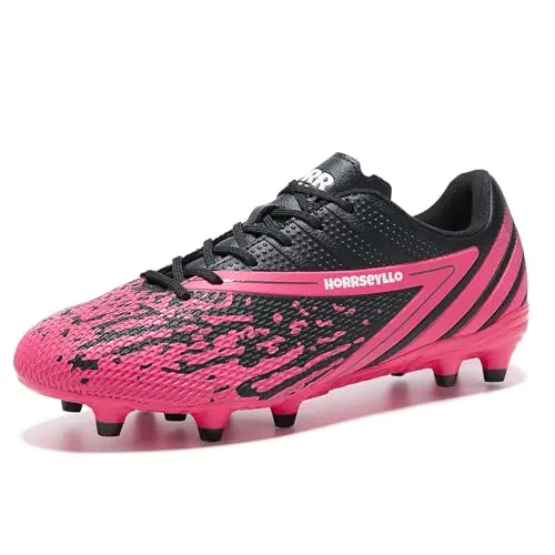 HORRSEYLLO unisex soccer cleats in Black/Rose Red