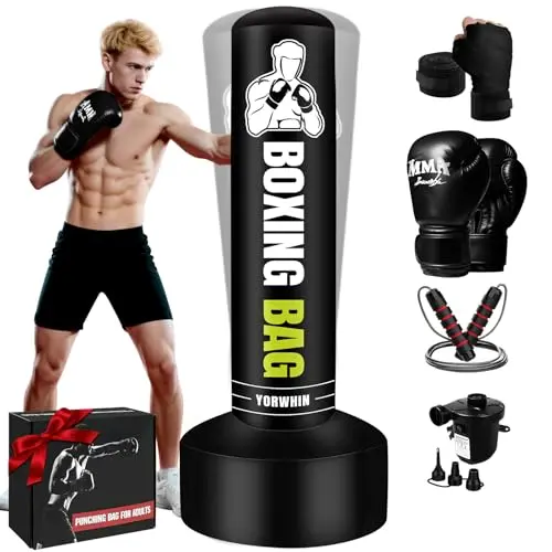 YORWHIN all-in-one freestanding punching bag with multiple accessories